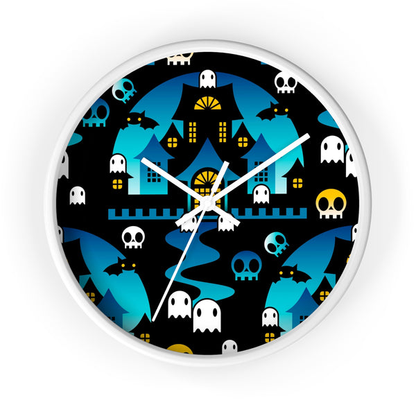 Round Wall Clock - Halloween BOO - Gradient Aqua