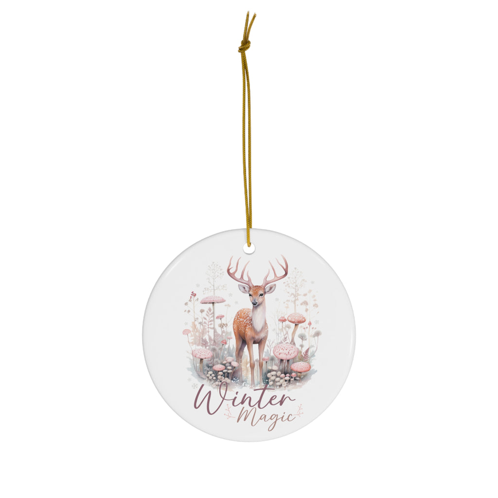 Porcelain Ceramic Ornament - Winter Deer Magic