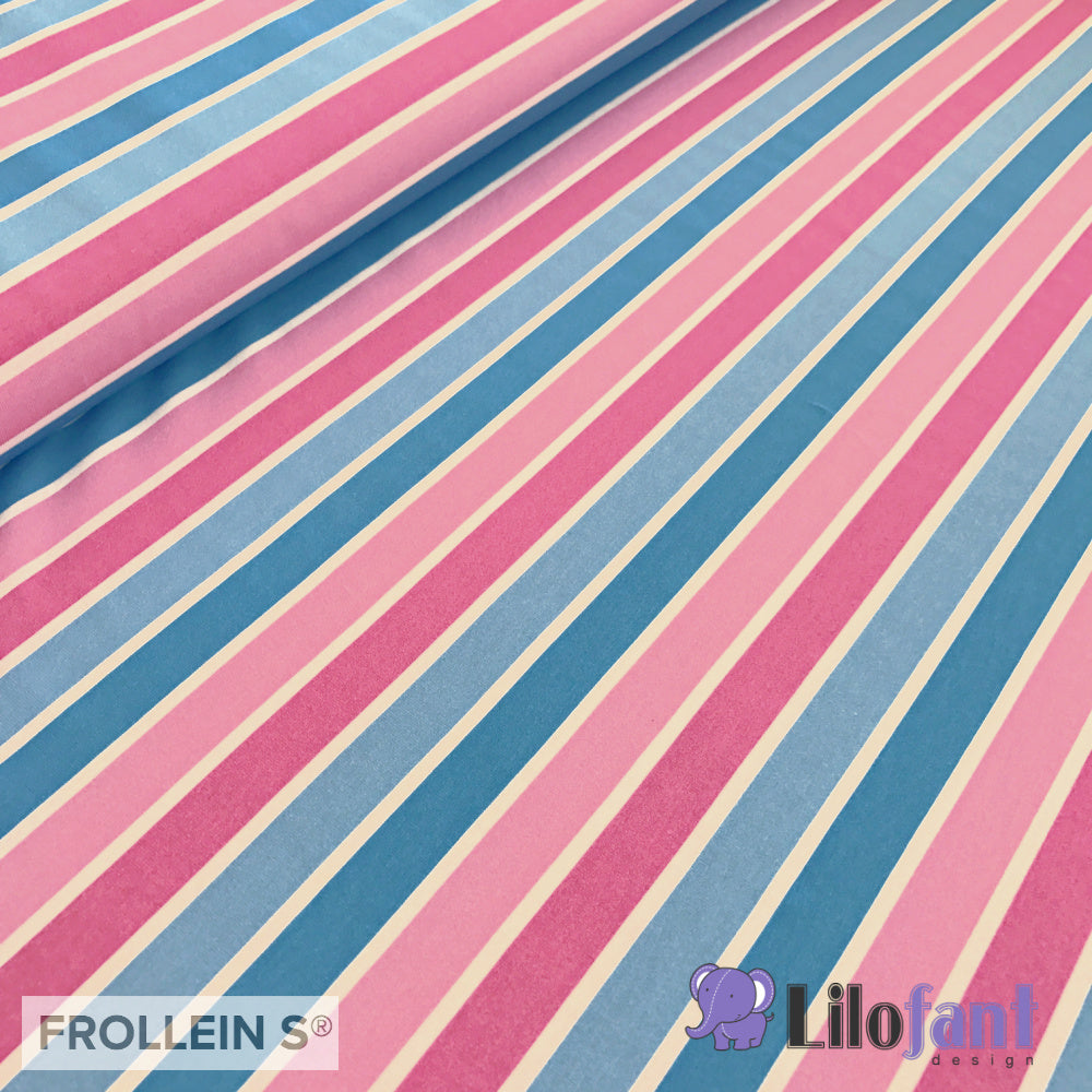 Organic Cotton Jersey - Wide Stripes - Pink-Blue