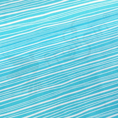 Remnant 33-inch - Organic Cotton Jersey - Wavy Stripes - Aqua