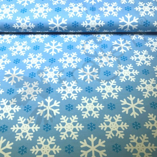Organic Cotton Jersey - Snowflakes - Blue