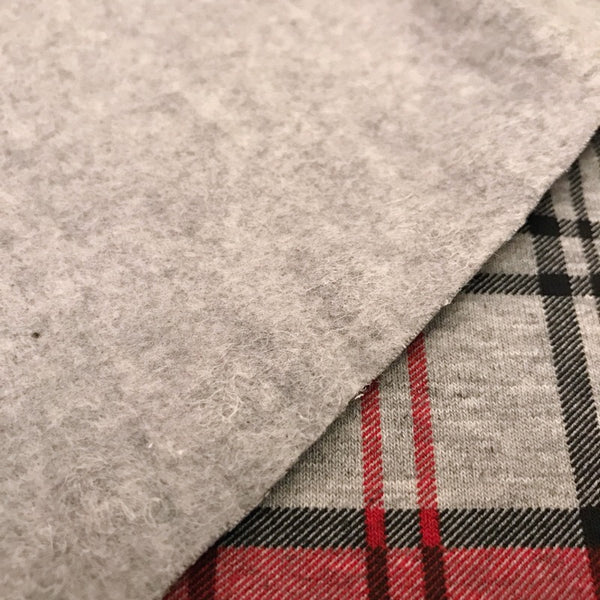 French Terry brushed - Plaid Sparrows-Red
