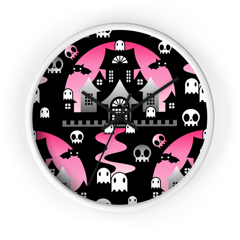 Round Halloween Wall Clock - BOO - Pink