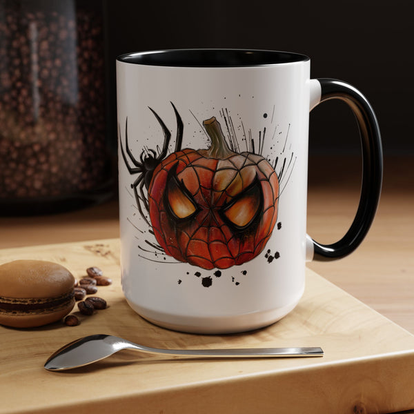 Mug - Spider Pumpkin Mask Style Accent Coffee Mug - Spider Hero Theme