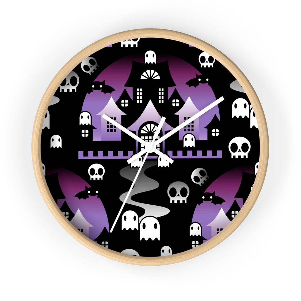 Round Halloween Wall Clock - BOO - Purple