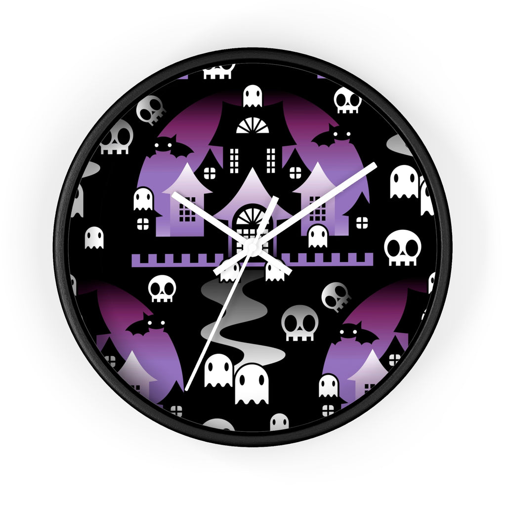 Round Halloween Wall Clock - BOO - Purple