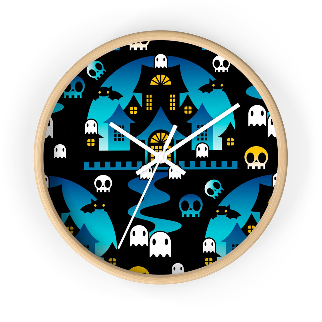 Round Wall Clock - Halloween BOO - Gradient Aqua