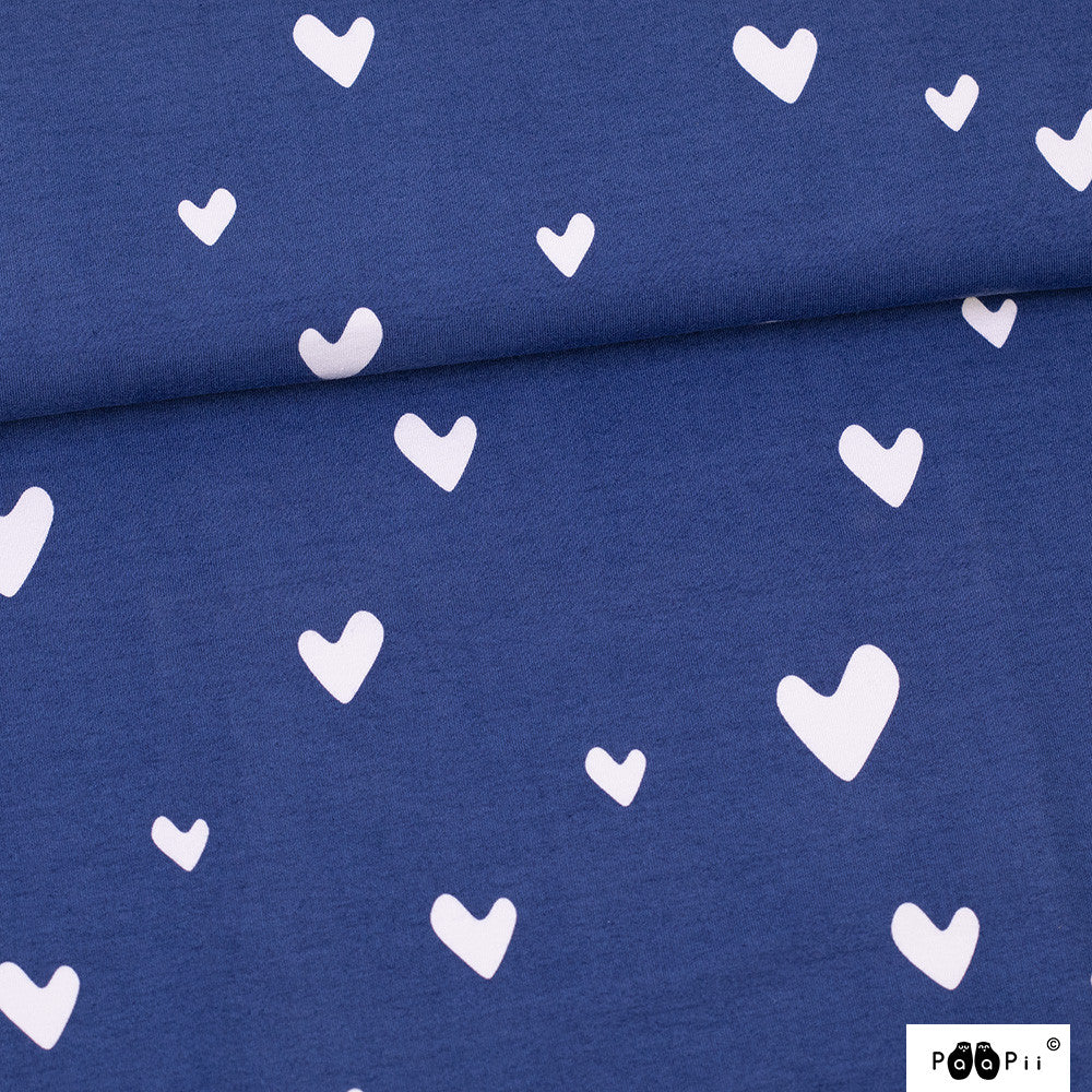Organic Cotton Jersey - Hearts - Blue