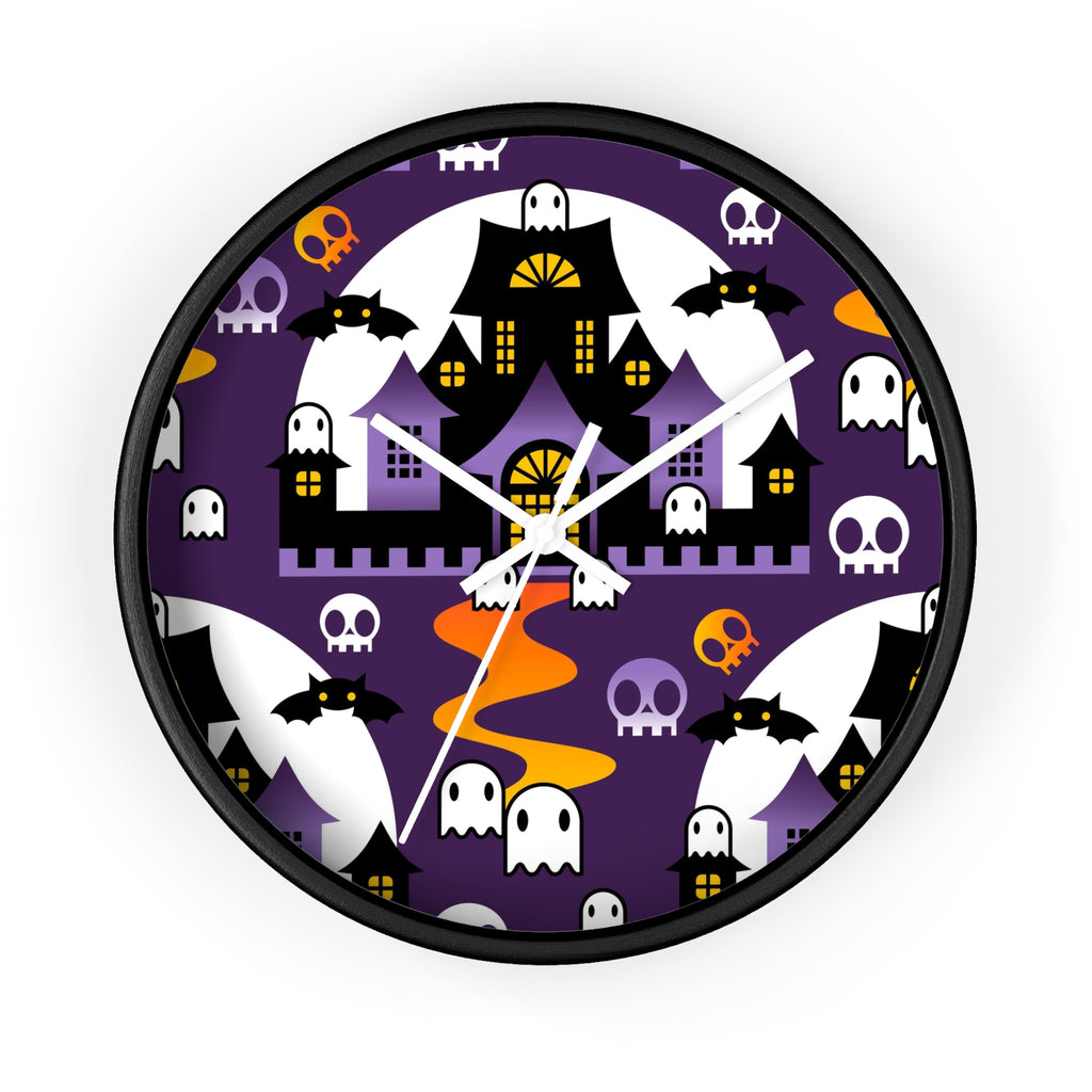 Round Halloween Wall Clock - BOO - Purple Orange