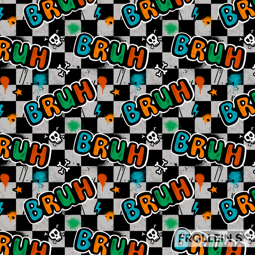 Cotton Jersey Fabric - Bruh - Checker