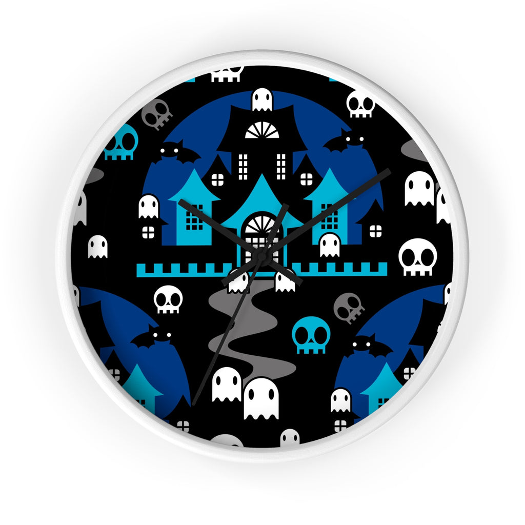 Round Wall Clock - Halloween BOO - Blue