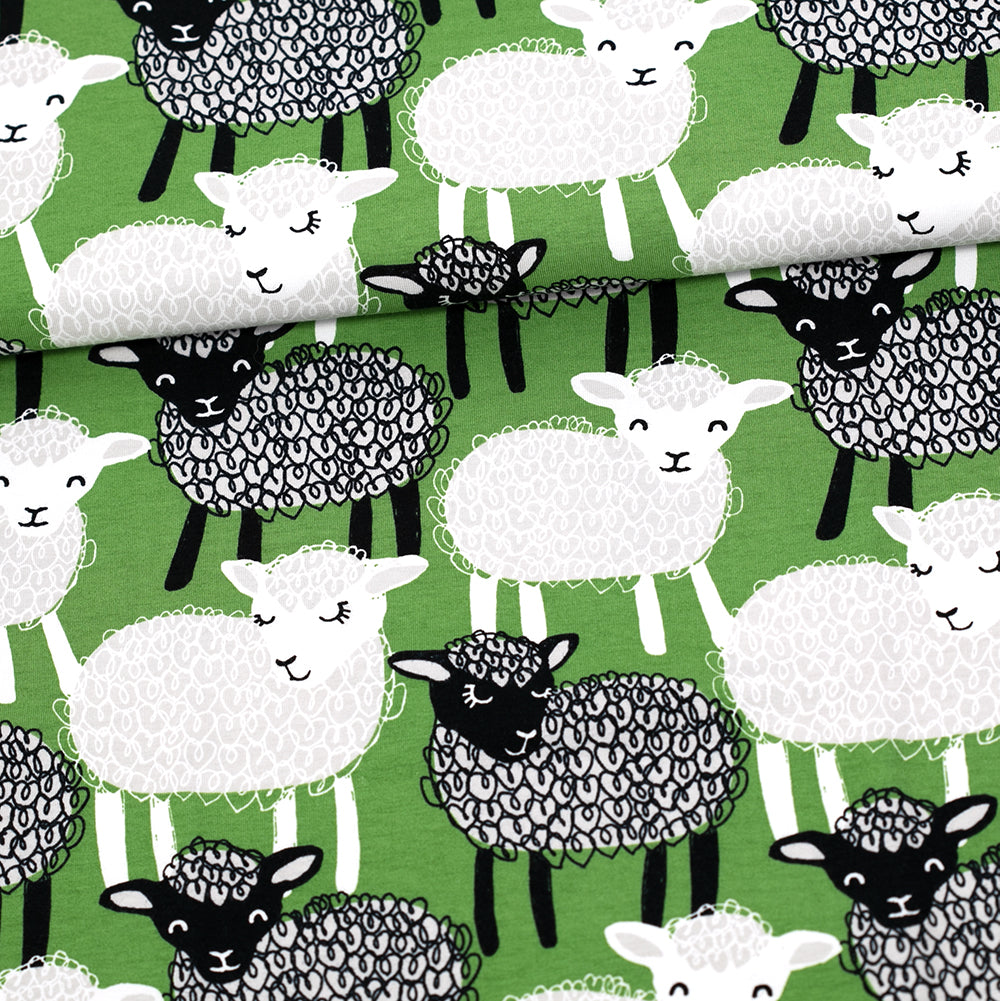 Organic Cotton Jersey - Sheep - Green