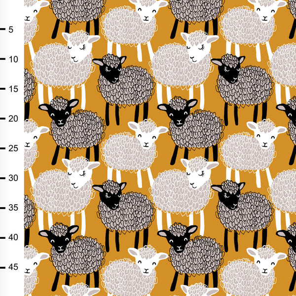 Organic Cotton Jersey - Sheep - Yellow