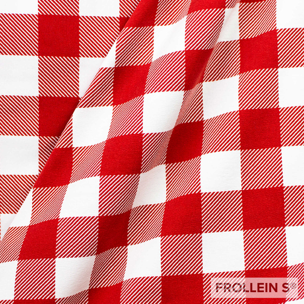 Organic Cotton Jersey - Gingham – White/Red