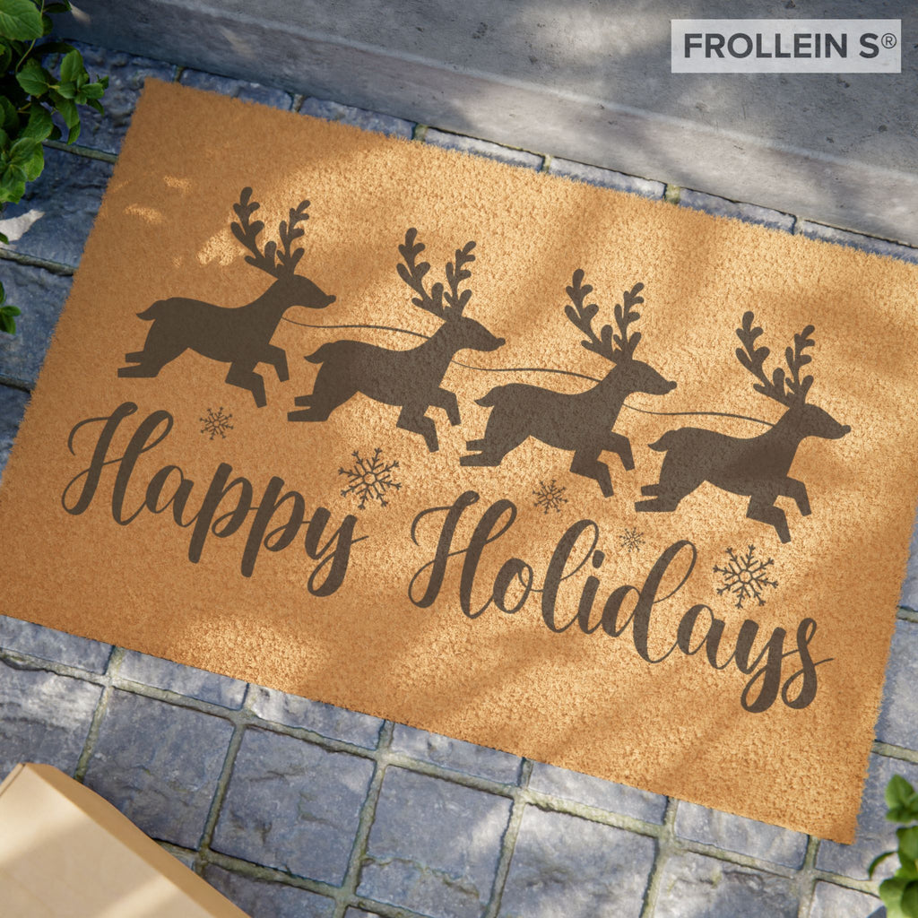 Reindeer Christmas Doormat — Happy Holidays | Holiday Welcome Mat