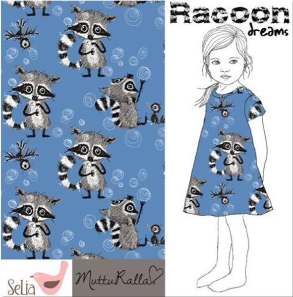 Fat Half - Cotton Jersey - Raccoon Dreams - Blue