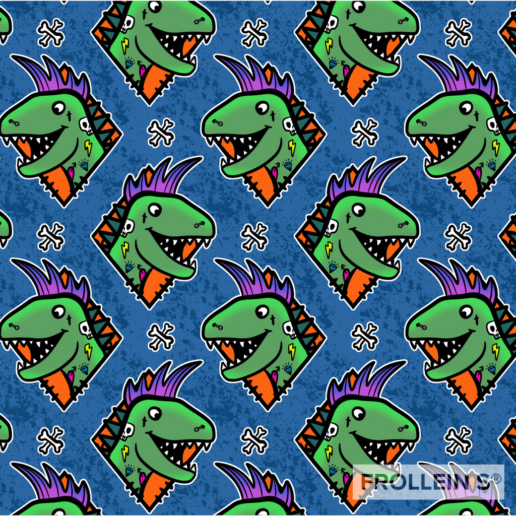 French Terry Knit Fabric - Punkasaurus