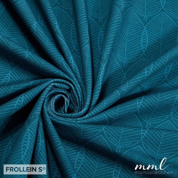 Cotton Jersey - Mellow Leaves - Teal