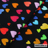 Cotton Jersey - Colorful Rainbow Hearts - Black