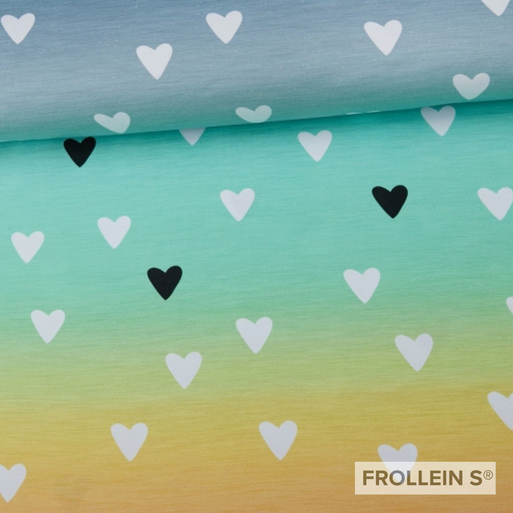 French Terry - Hearts - Rainbow Pastel