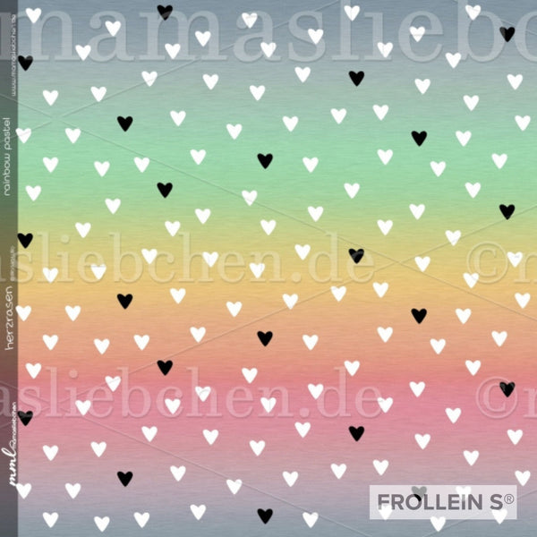 French Terry - Hearts - Rainbow Pastel