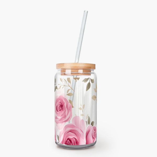 Can Glass - Soda Can Glass - Pink Roses, 16oz - Frollein S®