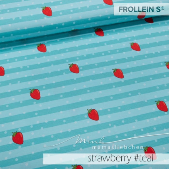 Cotton Jersey - Cotton Jersey - Nell - Strawberry Stripes - teal - Frollein S®