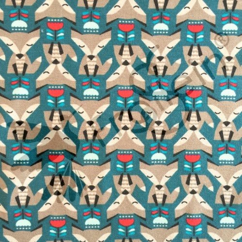 Cotton Jersey - Cotton Jersey - Tulip Foxes - Teal - Frollein S®