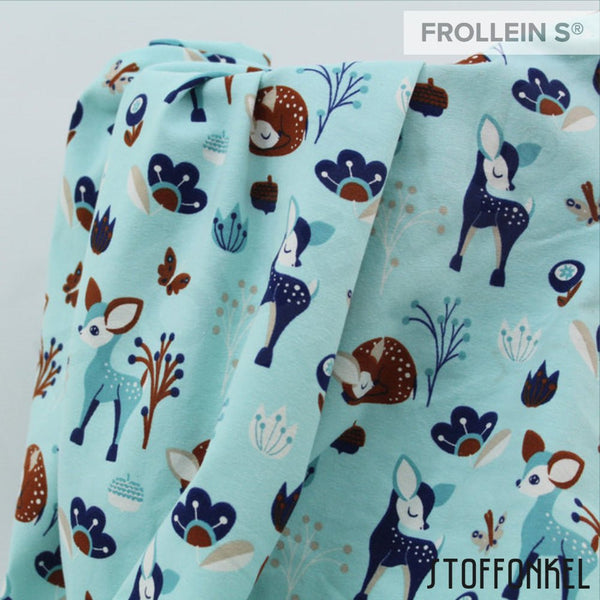 Cotton Jersey - Fat Half - Organic Cotton Jersey - Fritzi Deer - Mint - Frollein S®