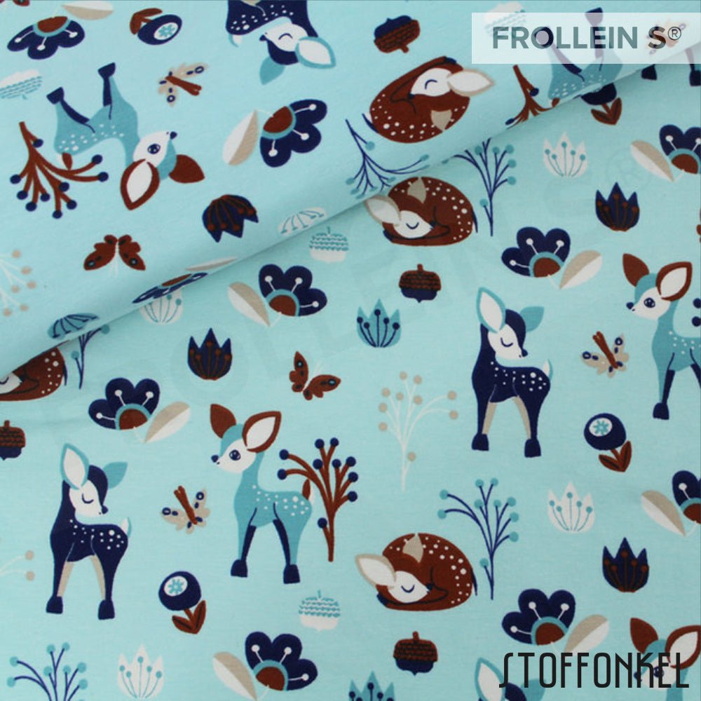 Cotton Jersey - Fat Half - Organic Cotton Jersey - Fritzi Deer - Mint - Frollein S®