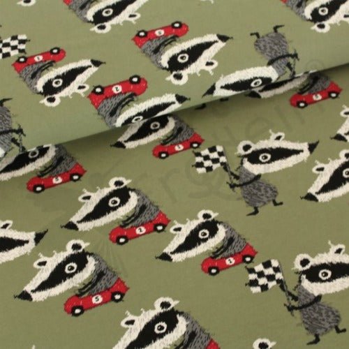 Cotton Jersey - Organic Cotton Jersey - Badger Race - Olive - Frollein S®