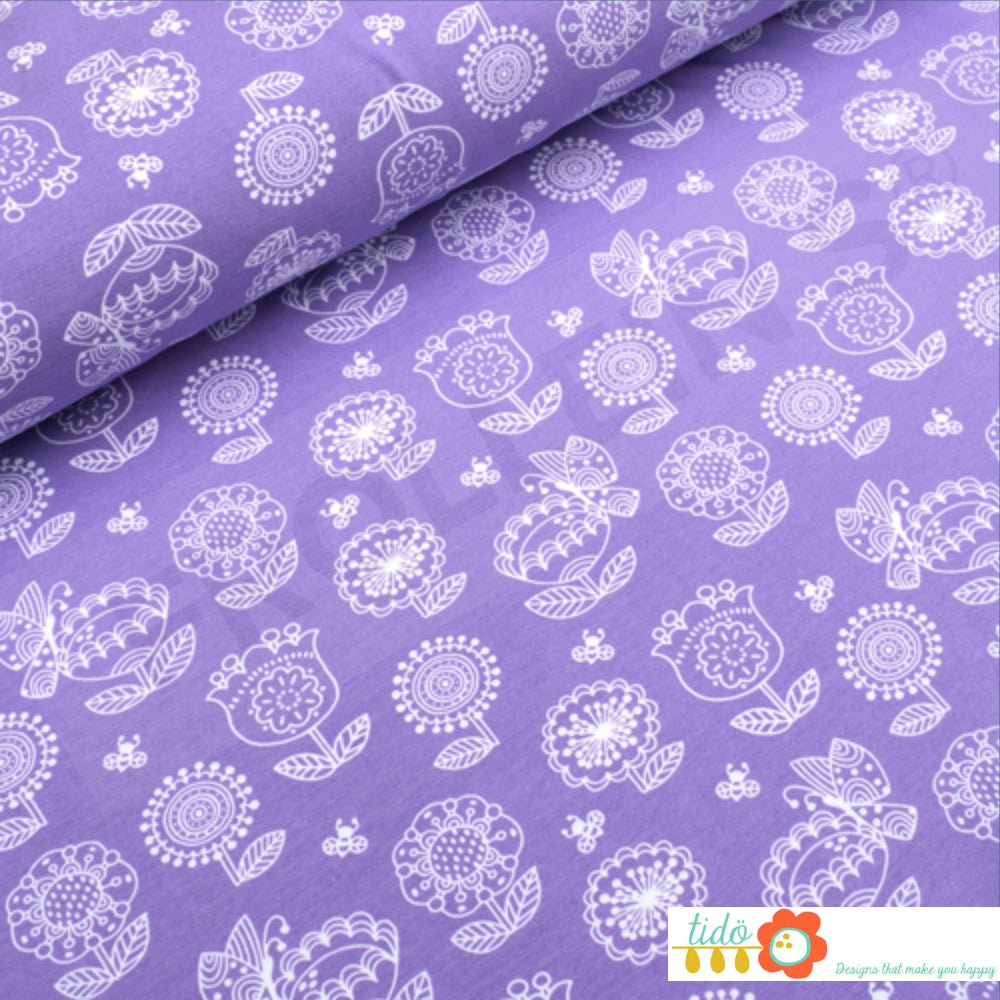 Cotton Jersey - Organic Cotton Jersey - Blomaengen - Lilac - Frollein S®