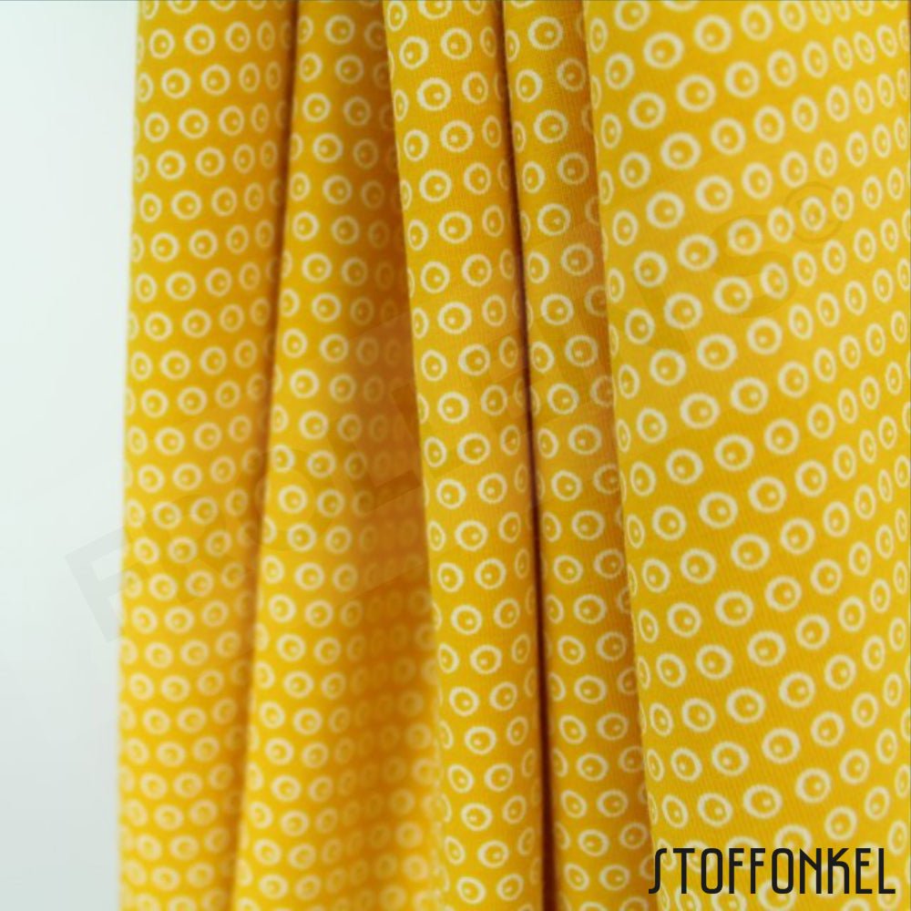 Cotton Jersey - Organic Cotton Jersey - Circles N Dots - Mustard Yellow - Frollein S®