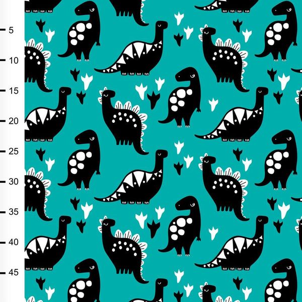 Cotton Jersey - Organic Cotton Jersey - Dinos - Aqua - Frollein S®