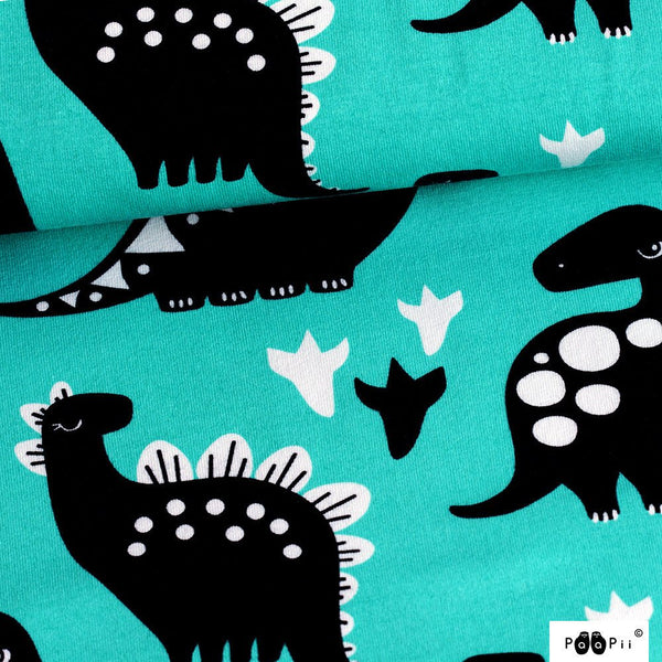 Cotton Jersey - Organic Cotton Jersey - Dinos - Aqua - Frollein S®