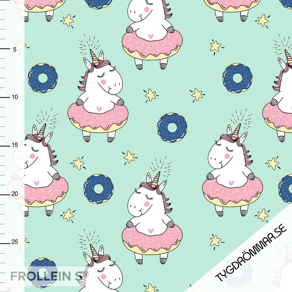 Cotton Jersey - Organic Cotton Jersey - Donut Unicorns - Mint - Frollein S®