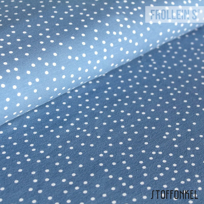 Cotton Jersey - Organic Cotton Jersey - Dotties - Stonewashed blue - Frollein S®