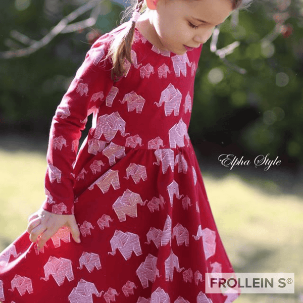 Cotton Jersey - Organic Cotton Jersey - Elephants - Cherry Red - Frollein S®