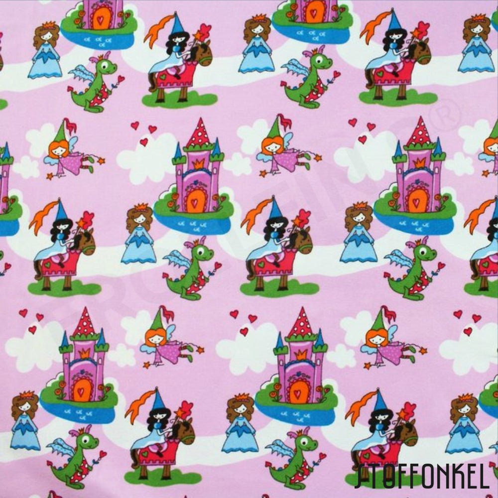 Cotton Jersey - Organic Cotton Jersey - Fairy Castle - Pink - Frollein S®