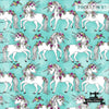 Cotton Jersey - Organic Cotton Jersey - Flower Unicorns - Aqua - Frollein S®