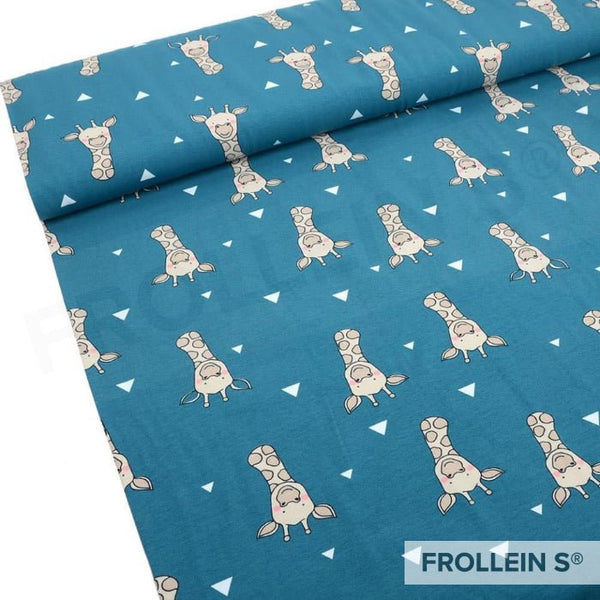 Cotton Jersey - Organic Cotton Jersey - Giraffe - Teal - Frollein S®