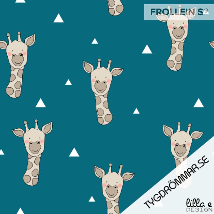 Cotton Jersey - Organic Cotton Jersey - Giraffe - Teal - Frollein S®