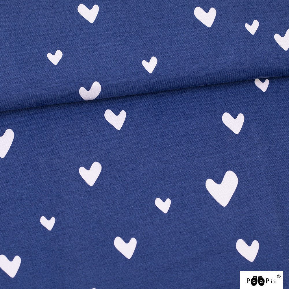 Cotton Jersey - Organic Cotton Jersey - Hearts - Blue - Frollein S®