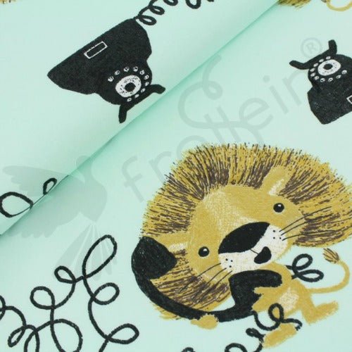 Cotton Jersey - Organic Cotton Jersey - Lion Is Calling - Mint - Frollein S®