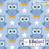 Cotton Jersey - Organic Cotton Jersey - Owls - Dusty Blue - Frollein S®