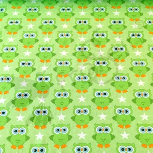 Cotton Jersey - Organic Cotton Jersey - Owls - Green - Frollein S®