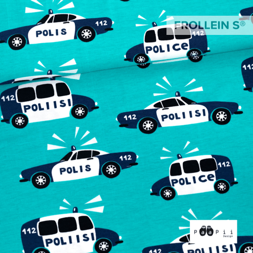 Cotton Jersey - Organic Cotton Jersey - Police - Turquoise - Frollein S®