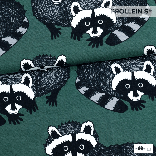 Cotton Jersey - Organic Cotton Jersey - Raccoon - Dark Green - Frollein S®