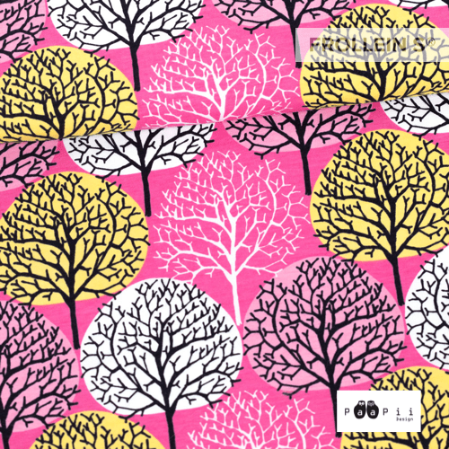 Cotton Jersey - Organic Cotton Jersey - Season Forest - Pink - Yellow - Frollein S®