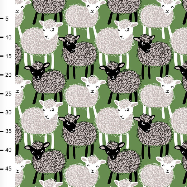 Cotton Jersey - Organic Cotton Jersey - Sheep - Green - Frollein S®